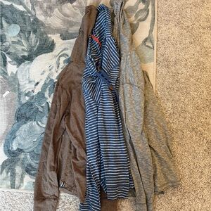 TRIO OF LIGHT HOODIES Ruff Hewn Brown/Blue Stripe/Gray
